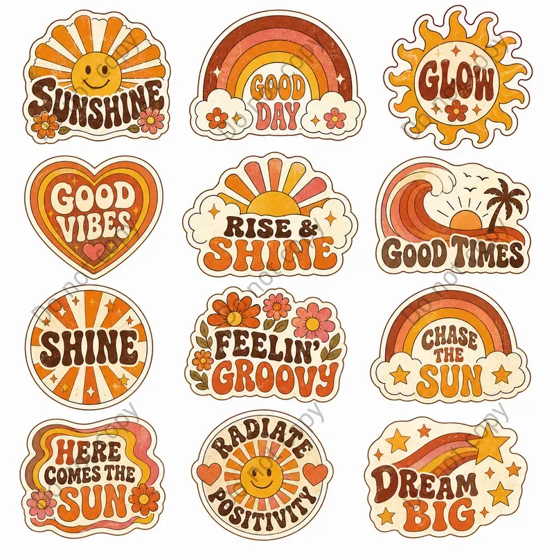 Retro Groovy Sticker Sheets