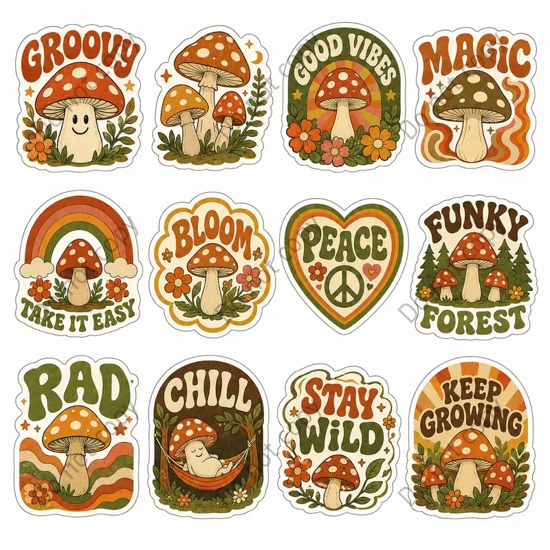 Retro Groovy Sticker Sheets