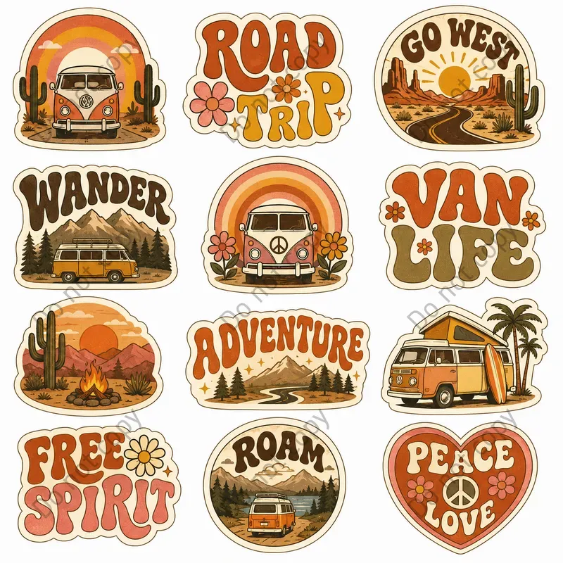 Retro Groovy Sticker Sheets