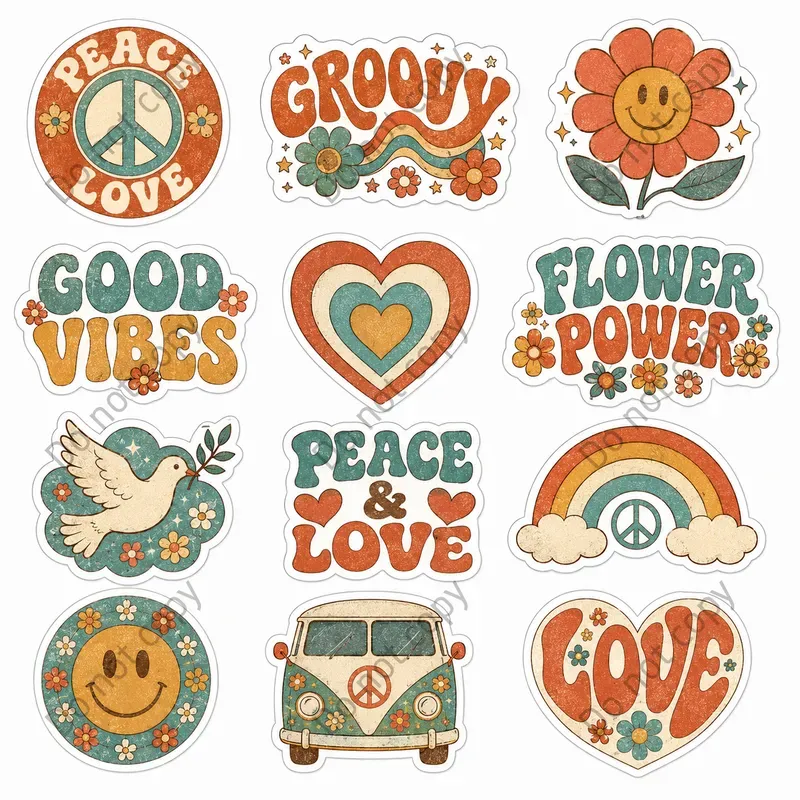 Retro Groovy Sticker Sheets