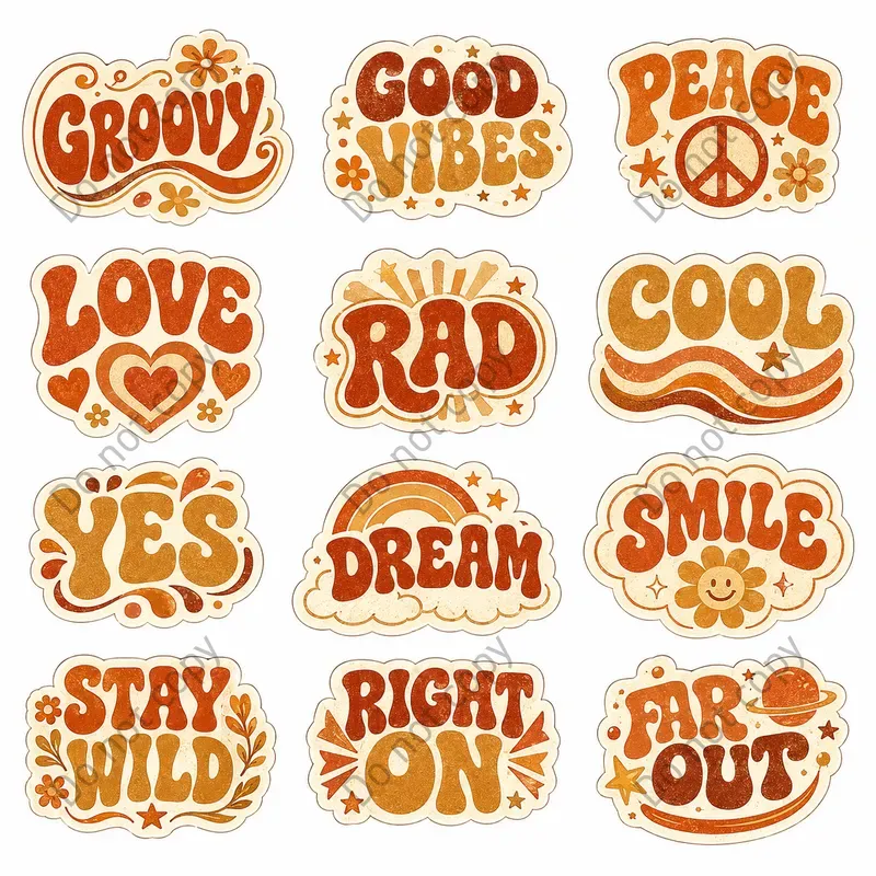 Retro Groovy Sticker Sheets