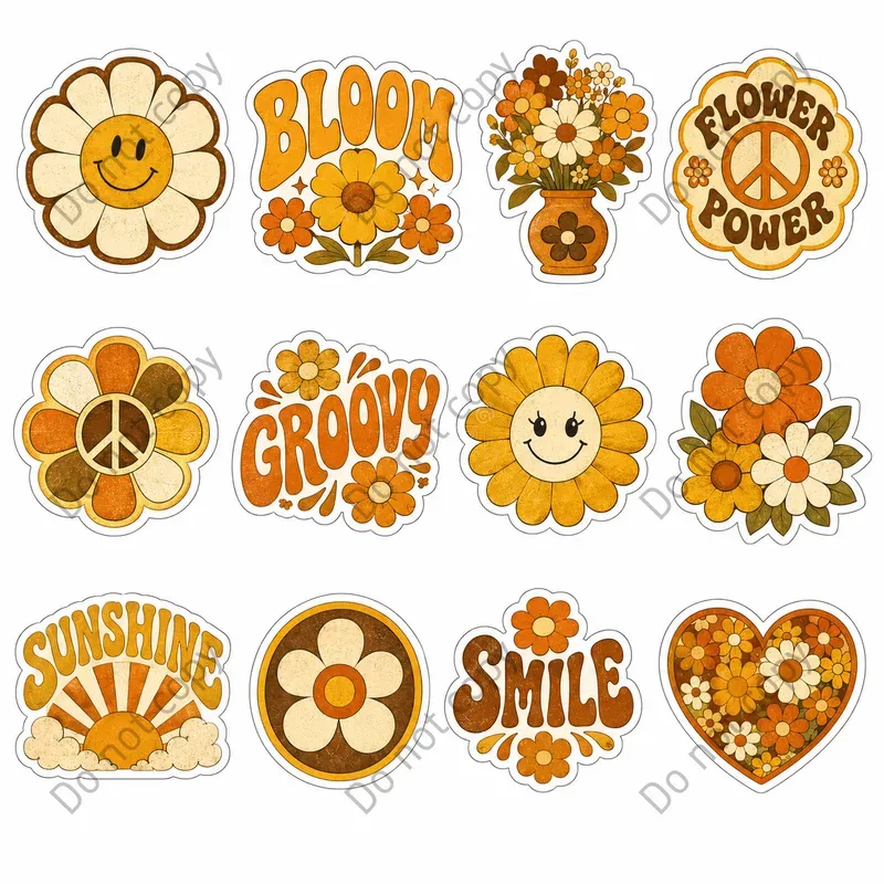 Retro Groovy Sticker Sheets