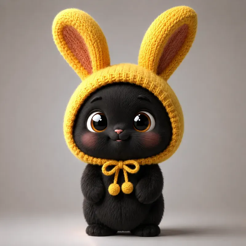 Adorable Black Animal Hat Characters