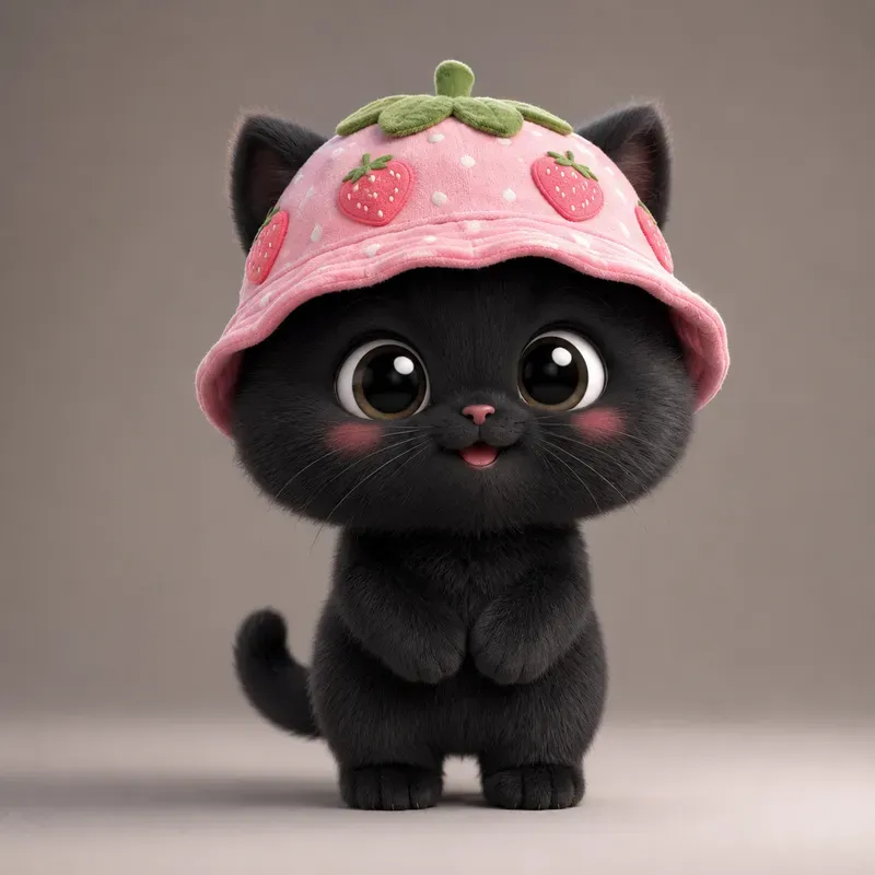 Adorable Black Animal Hat Characters