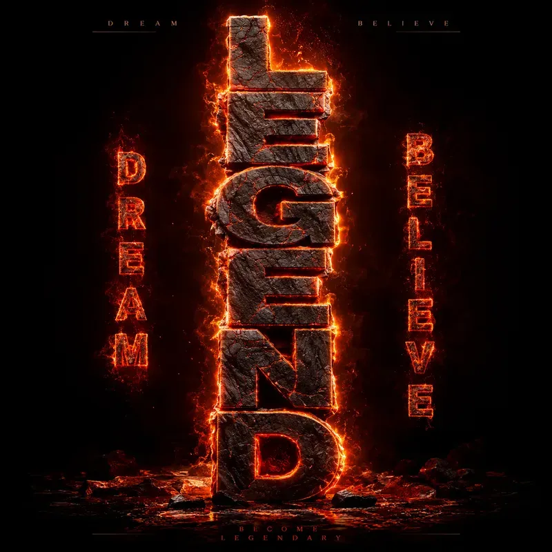 Fiery 3D Text Art Posters