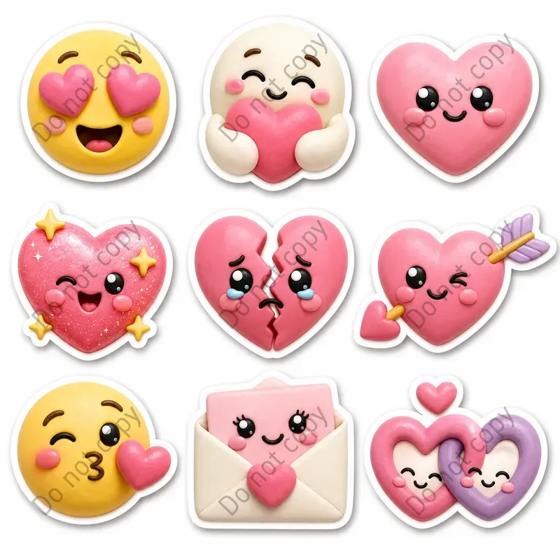 3D Clay Emoji Sticker Sheets