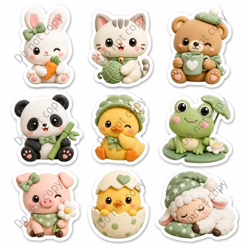 3D Clay Emoji Sticker Sheets