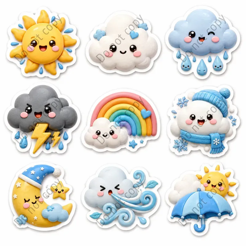 3D Clay Emoji Sticker Sheets