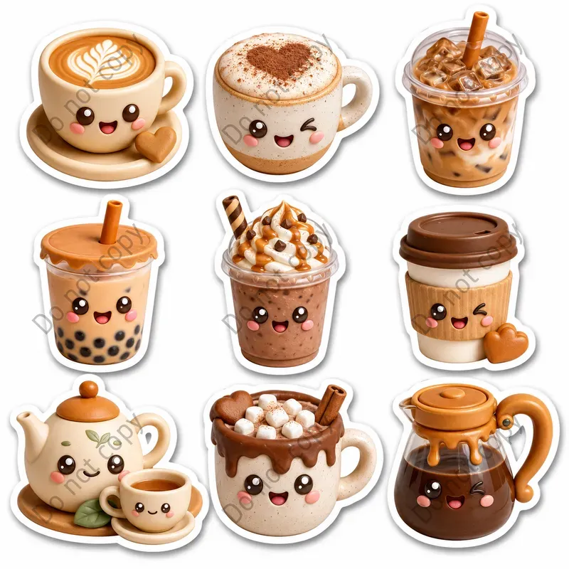 3D Clay Emoji Sticker Sheets