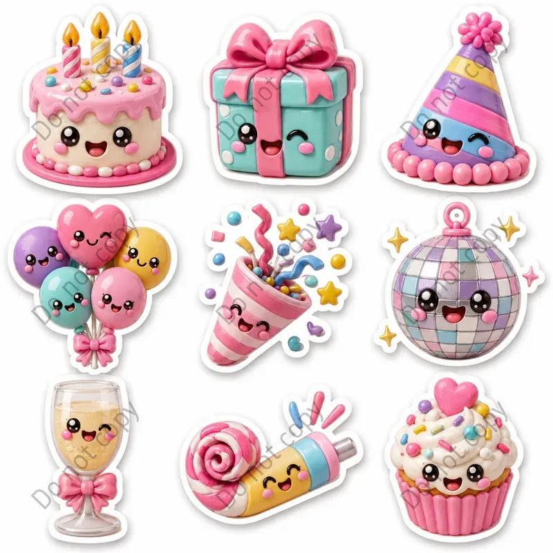 3D Clay Emoji Sticker Sheets