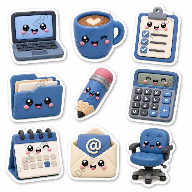 3D Clay Emoji Sticker Sheets