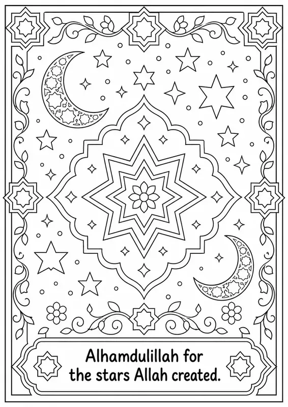Halal Nature Gratitude Coloring Pages