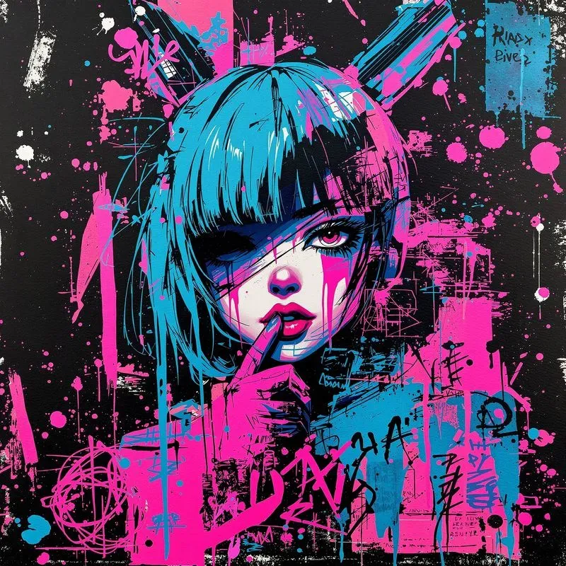 Abstract Neon Graffiti Cyberpunk Designs