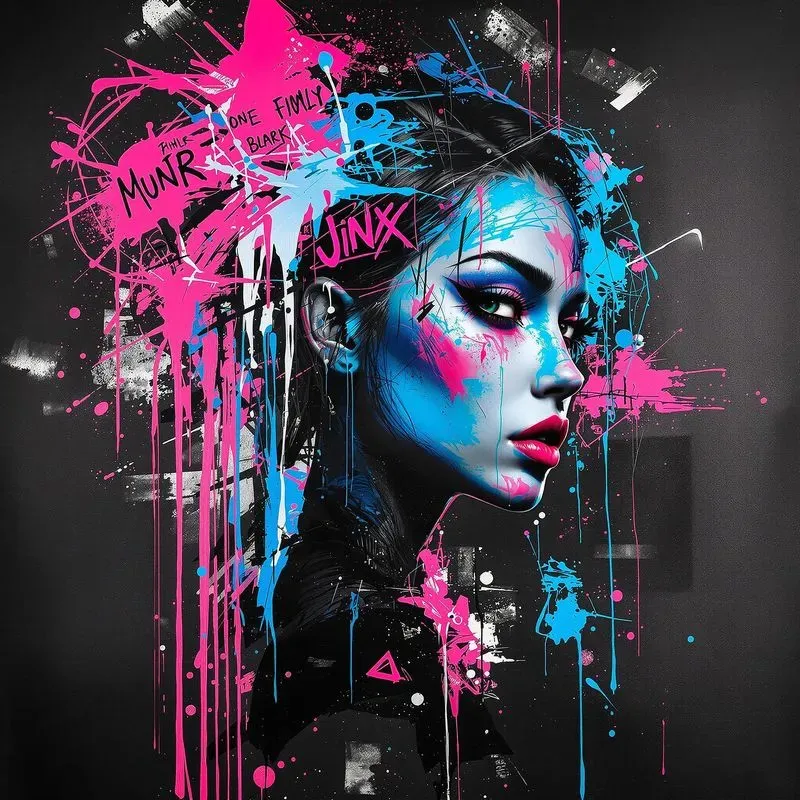 Abstract Neon Graffiti Cyberpunk Designs