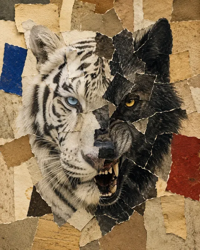 Torn Paper Dual Fusion Collage Art