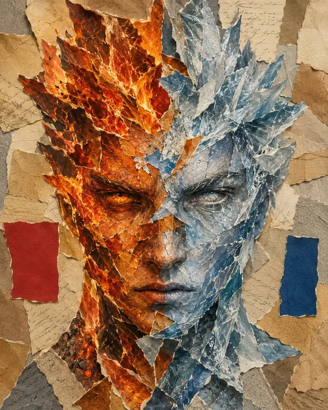 Torn Paper Dual Fusion Collage Art