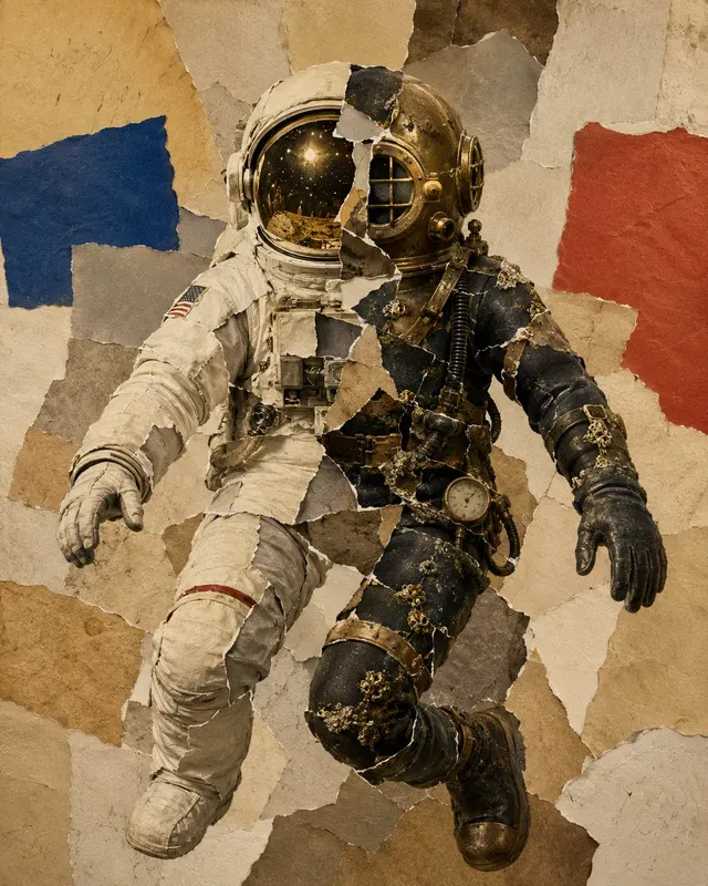 Torn Paper Dual Fusion Collage Art