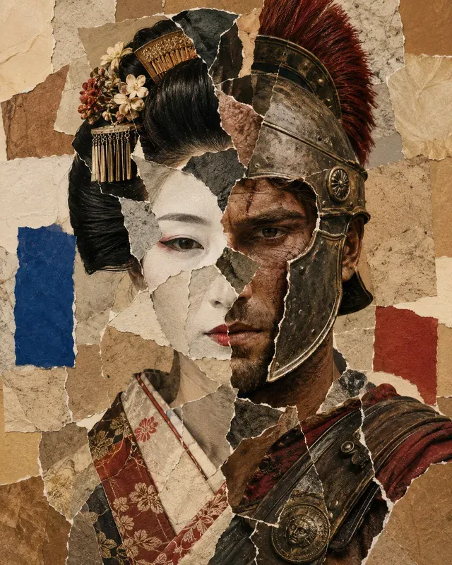 Torn Paper Dual Fusion Collage Art