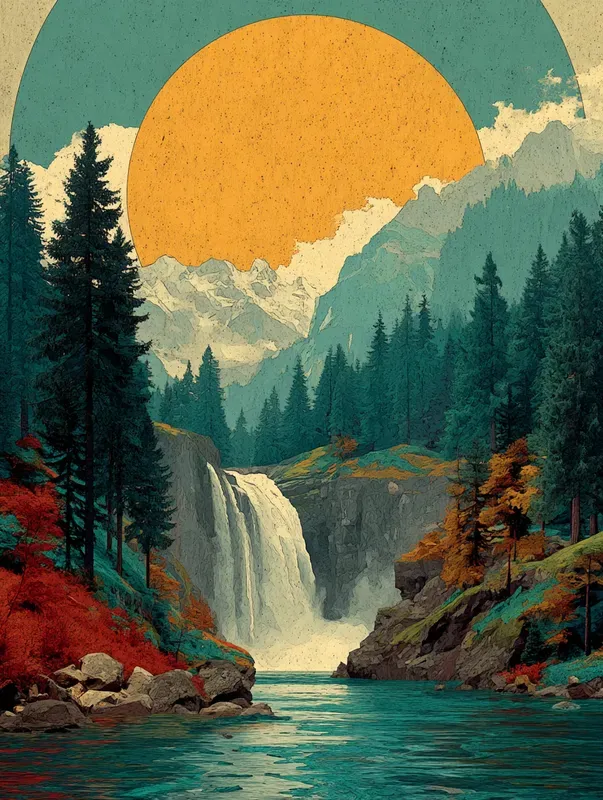 Retro Muted Landscape Poster Art