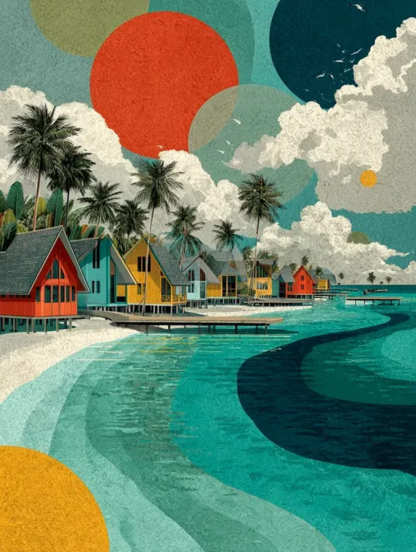 Retro Muted Landscape Poster Art