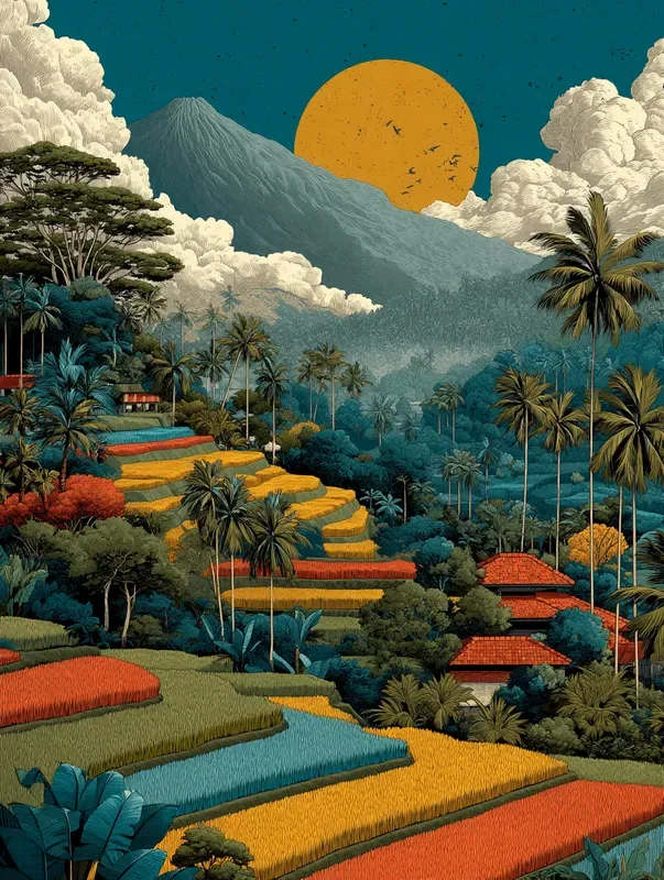Retro Muted Landscape Poster Art
