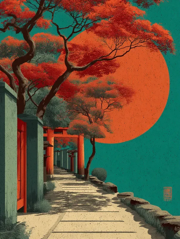 Retro Muted Landscape Poster Art