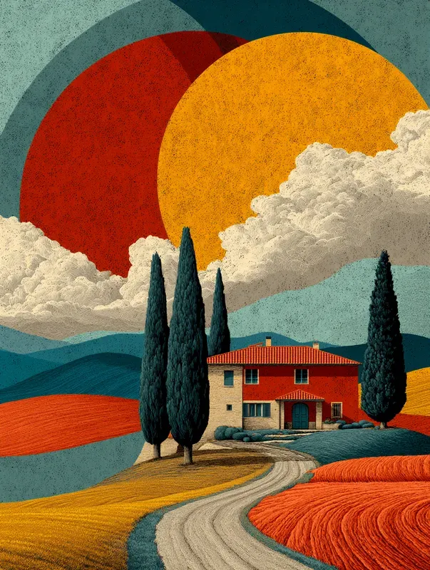 Retro Muted Landscape Poster Art