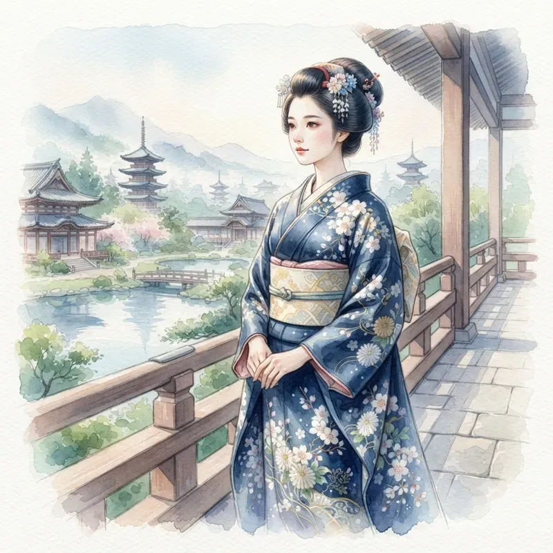 Japanese Kimono Watercolor Collections