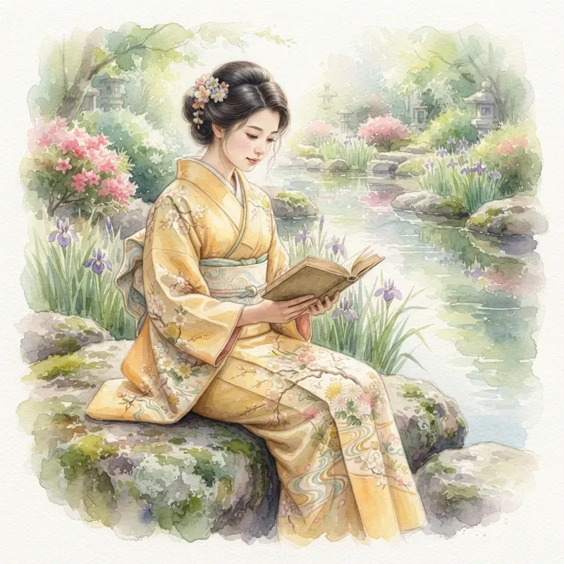 Japanese Kimono Watercolor Collections
