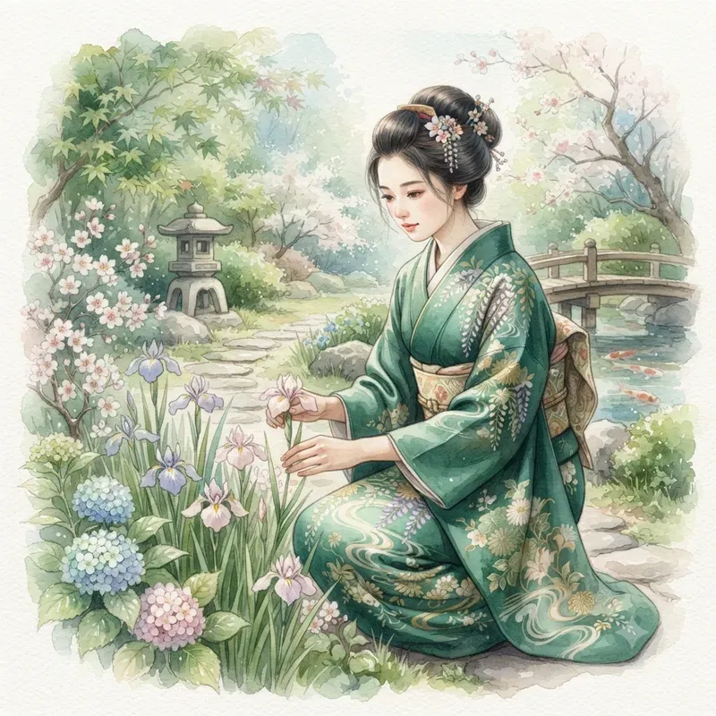 Japanese Kimono Watercolor Collections