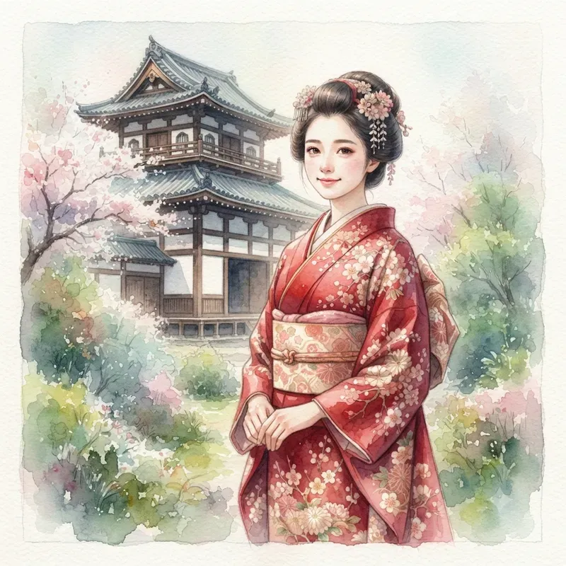 Japanese Kimono Watercolor Collections