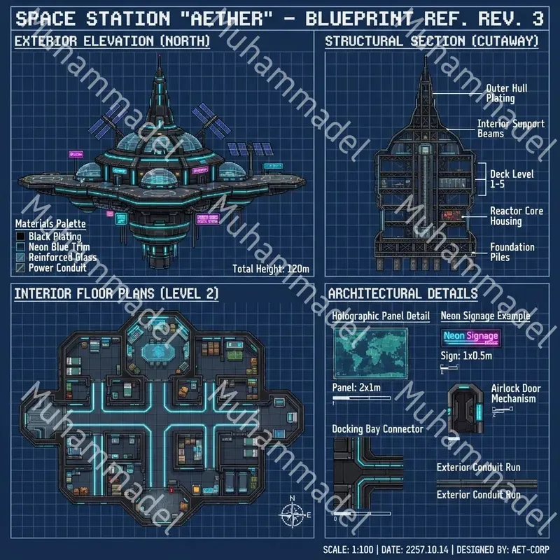 Pixel Art Building Blueprint Sheets