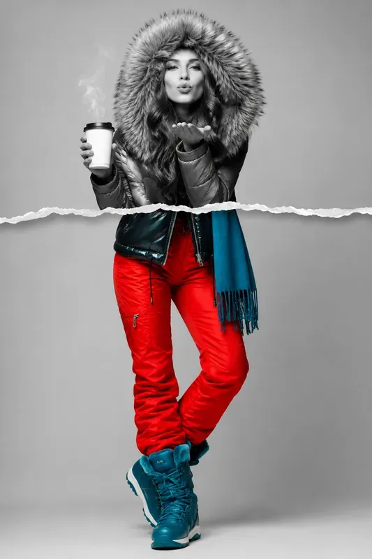 Torn Paper Split Color Fashion