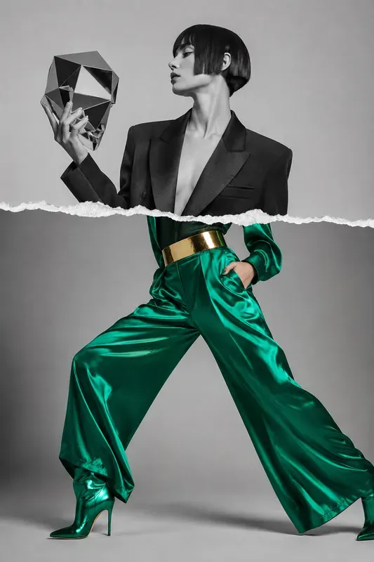 Torn Paper Split Color Fashion