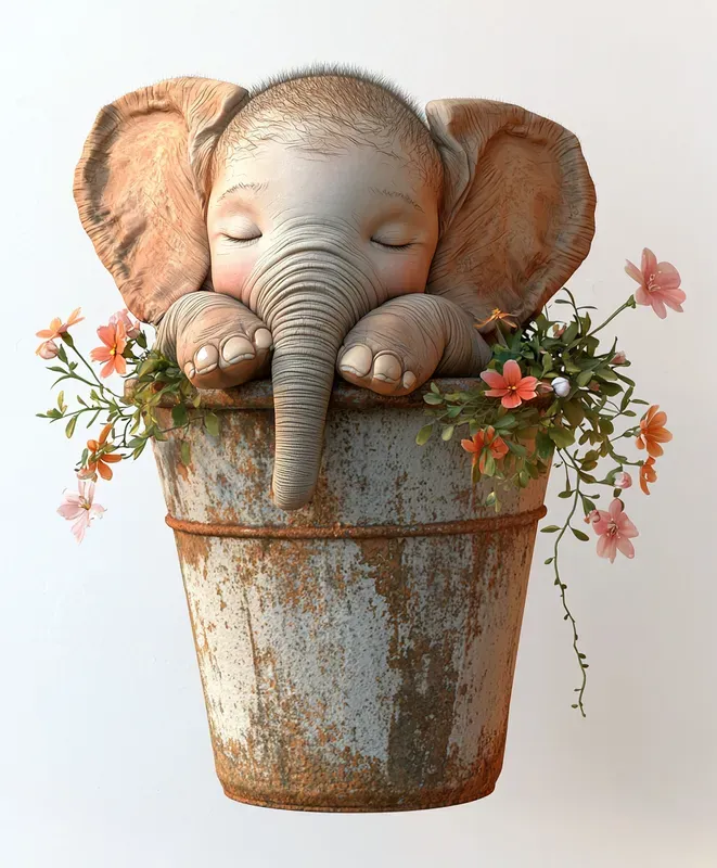 Whimsical 3D Watercolor Baby Animals
