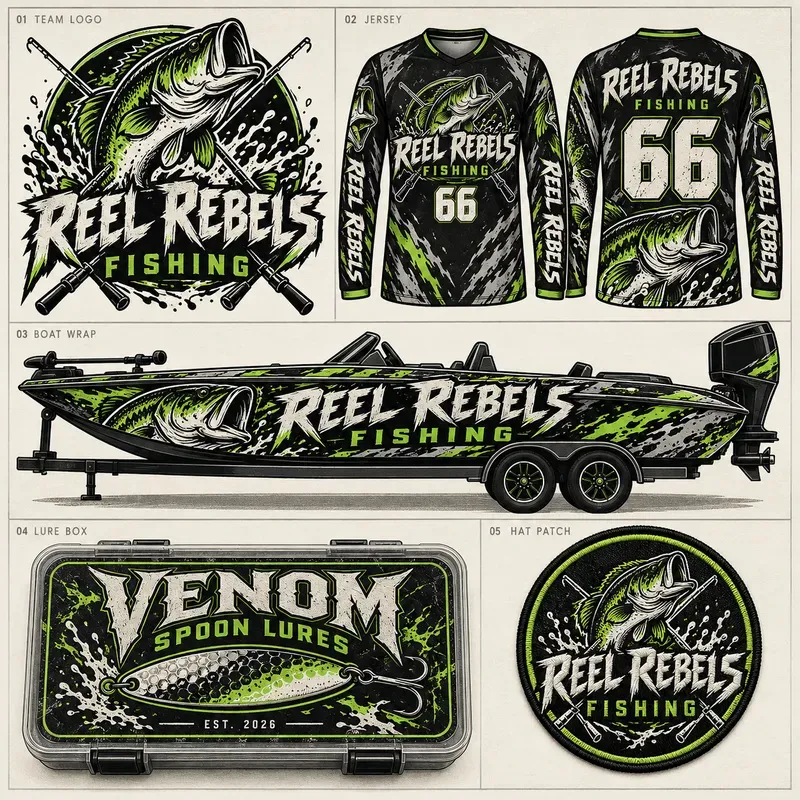 Bass Fishing Team Jersey Boat Wrap Kits
