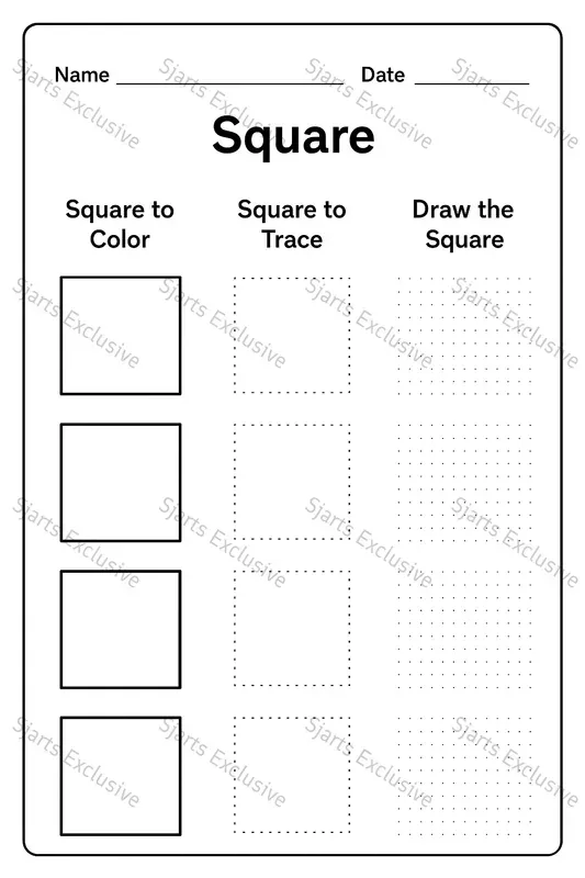 Color Trace Draw Shapes Worksheets