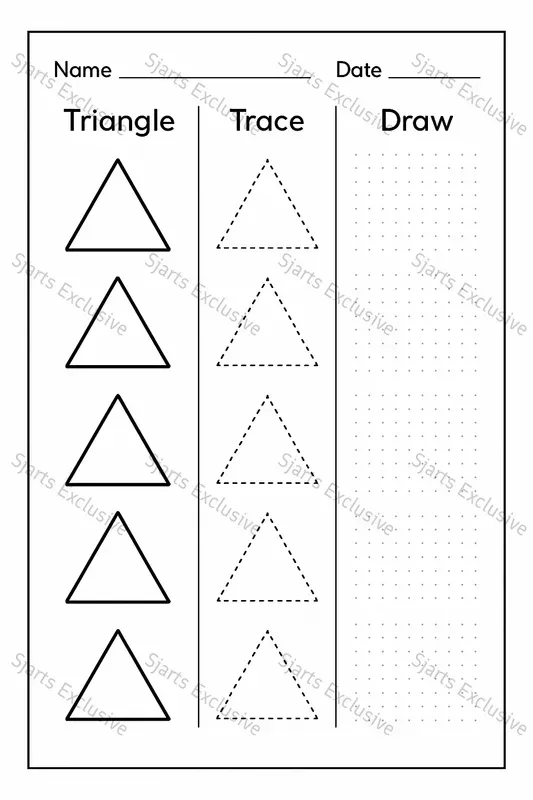 Color Trace Draw Shapes Worksheets