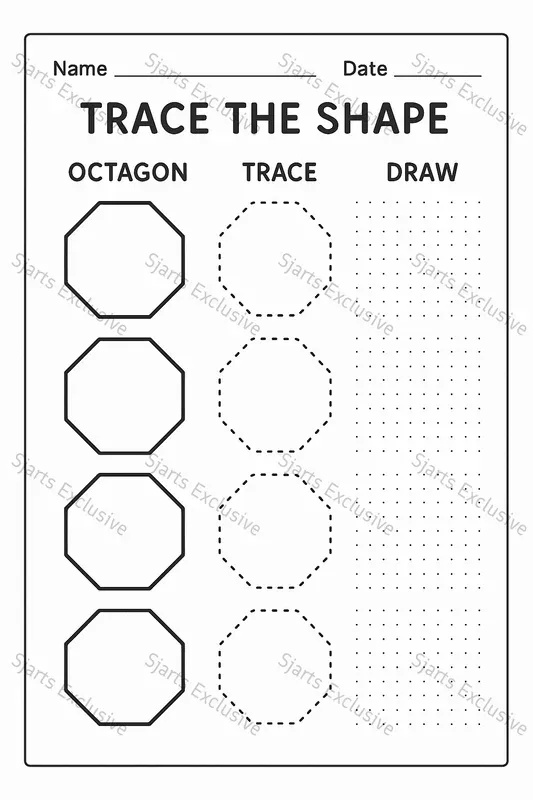 Color Trace Draw Shapes Worksheets