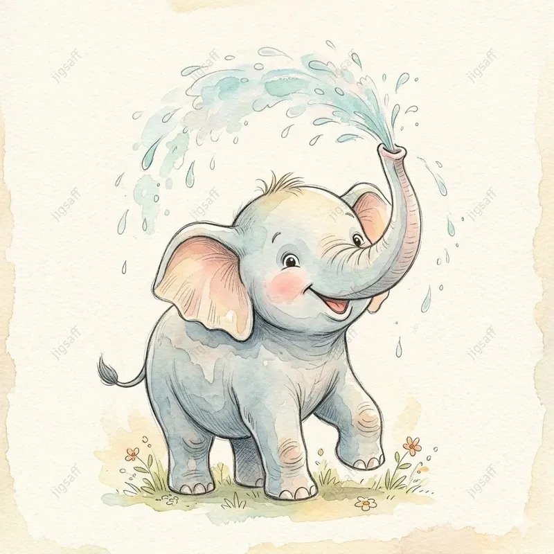 Cute Watercolor Baby Animal Art
