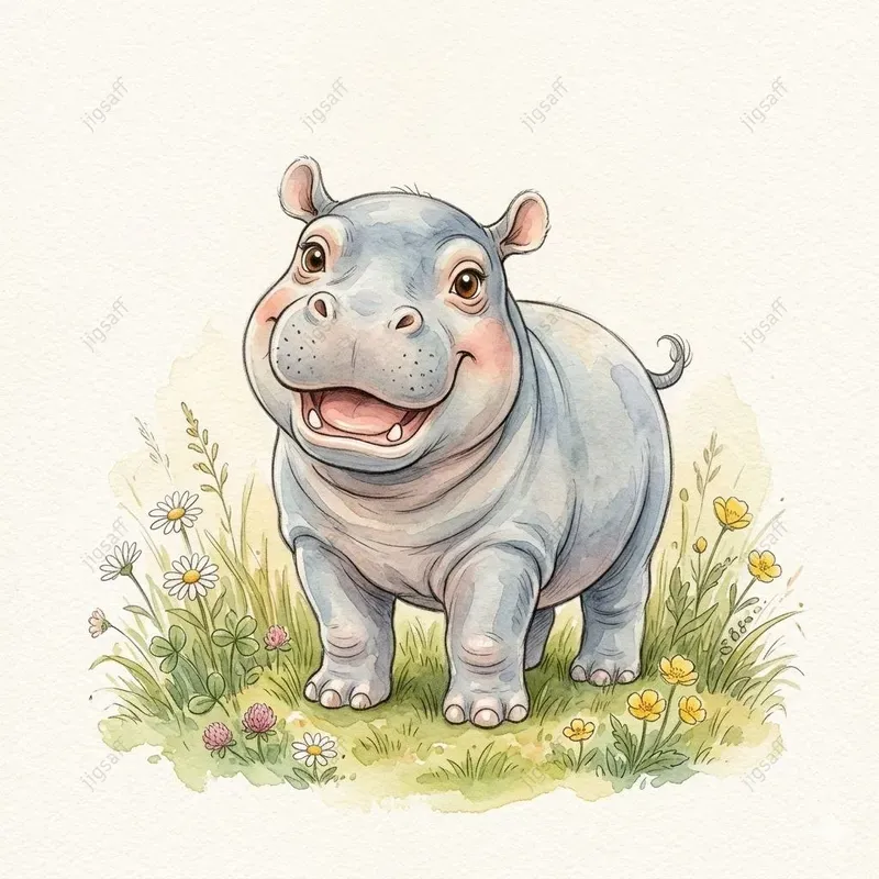 Cute Watercolor Baby Animal Art