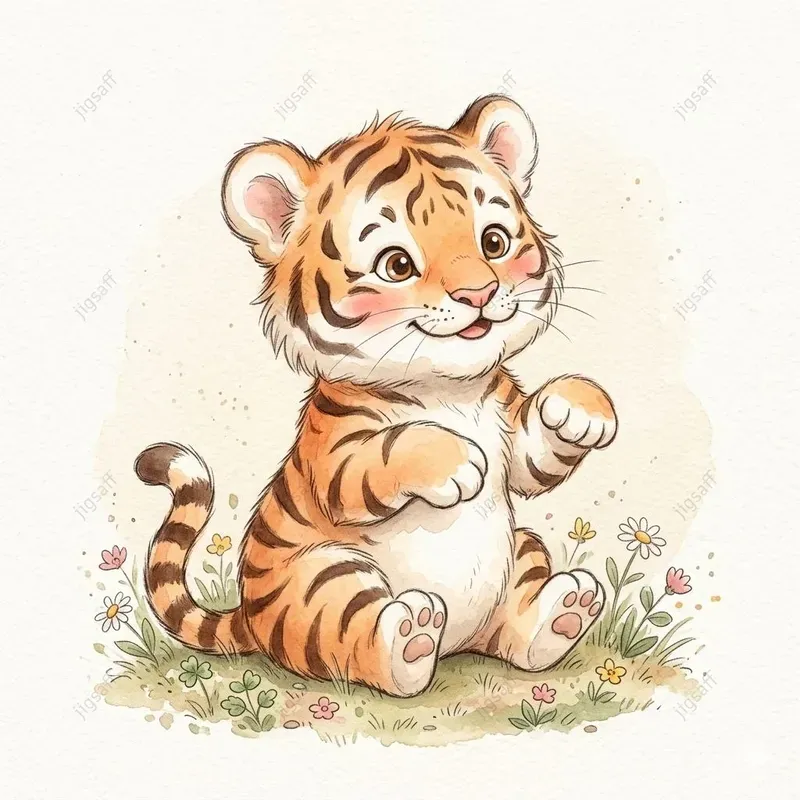 Cute Watercolor Baby Animal Art