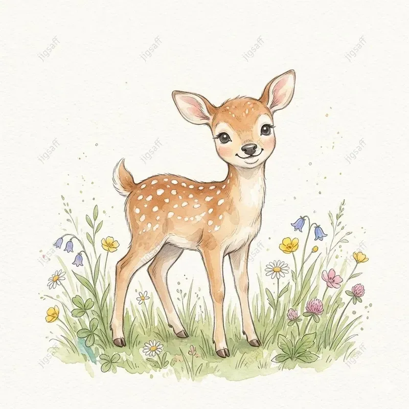 Cute Watercolor Baby Animal Art