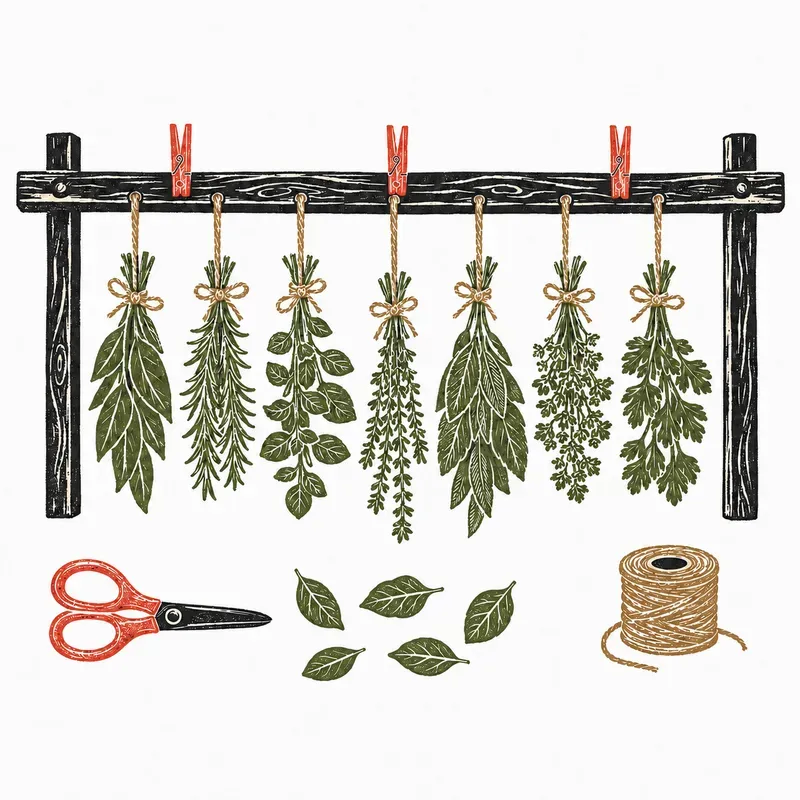 Retro Folk Botanical Apothecary Linocuts