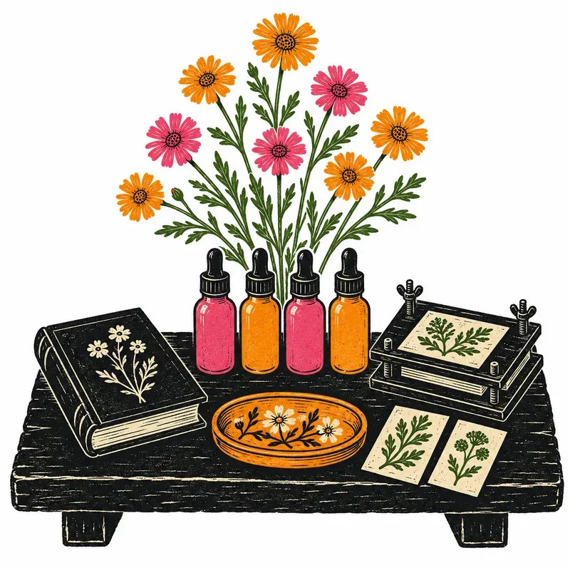 Retro Folk Botanical Apothecary Linocuts