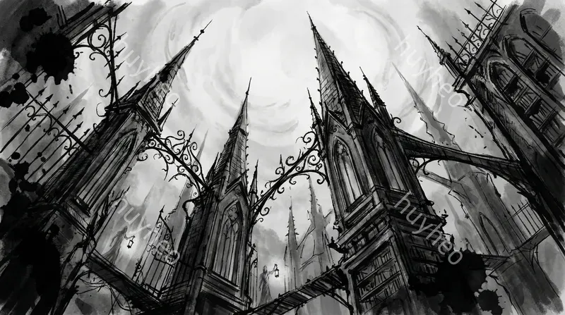Gothic Obsidian Ink Illustrations