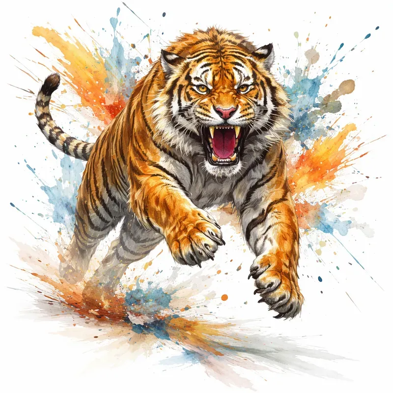 Dynamic Watercolor Animal Splashes