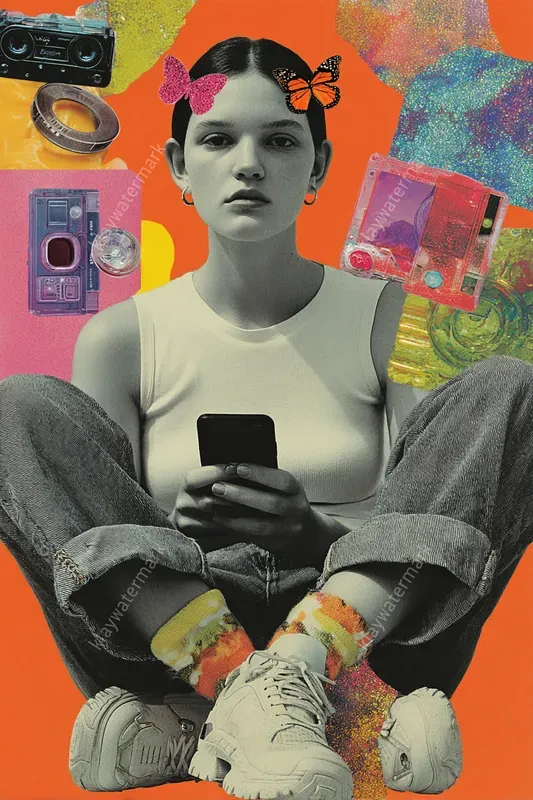 Retro Aesthetic Y2k Art Collage