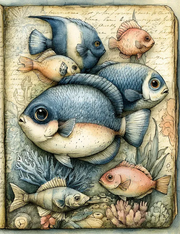 Vintage Coastal Junk Journal Art Pages