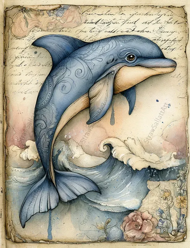 Vintage Coastal Junk Journal Art Pages